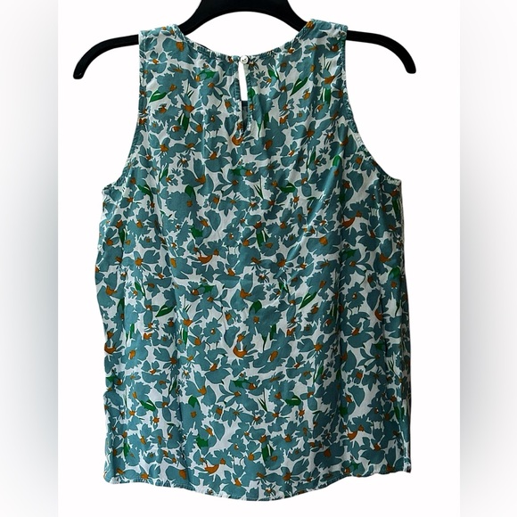 Staccato Teal Floral White Lace Trim Lightweight Tank Top Size M - Picture 3 of 8